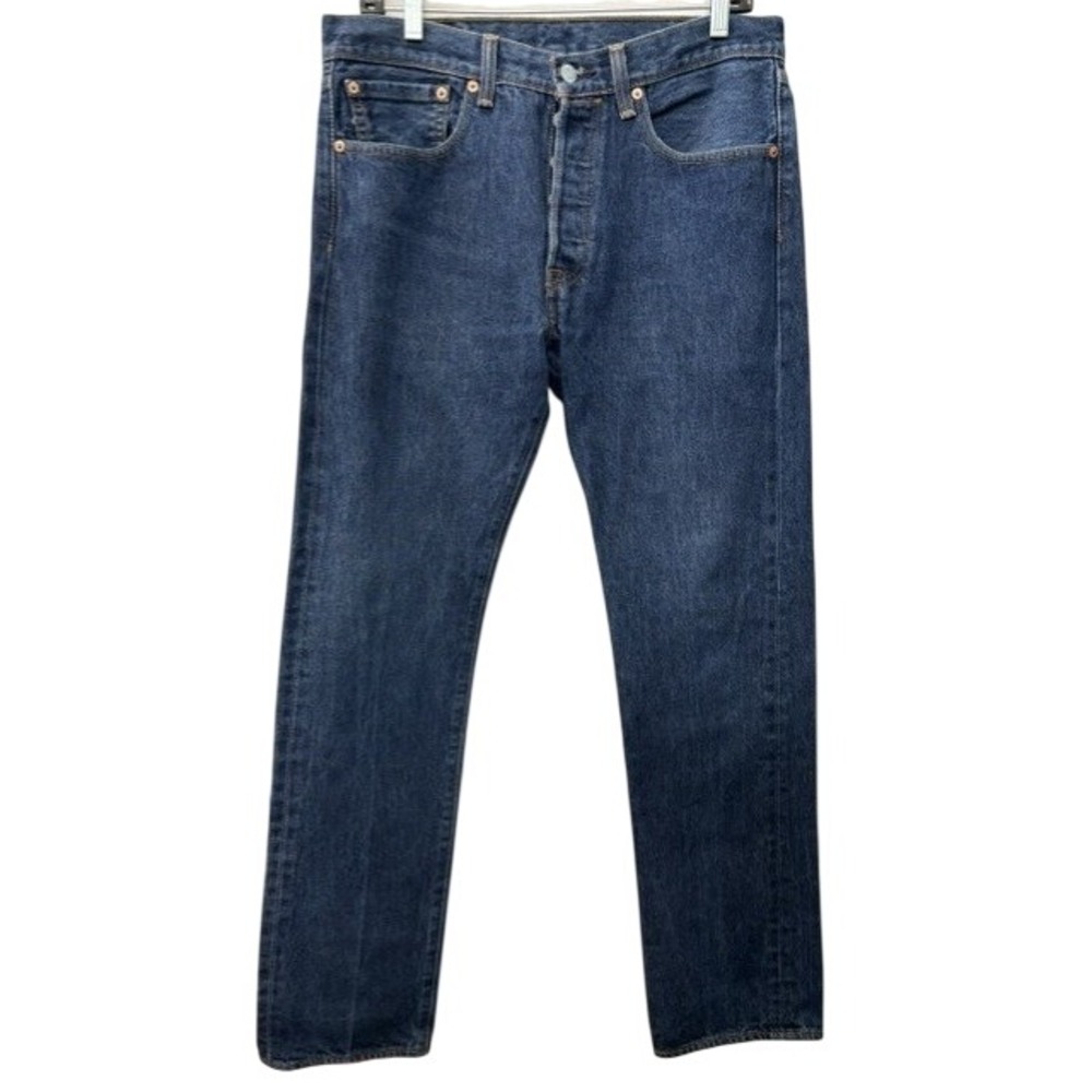 Levis 501 Original Fit Dark Wash Blue Denim Straight Leg Button Fly Jeans 31x32